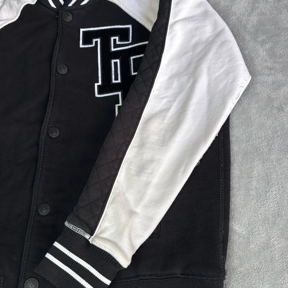 True Religion Black and White Varsity Jacket
